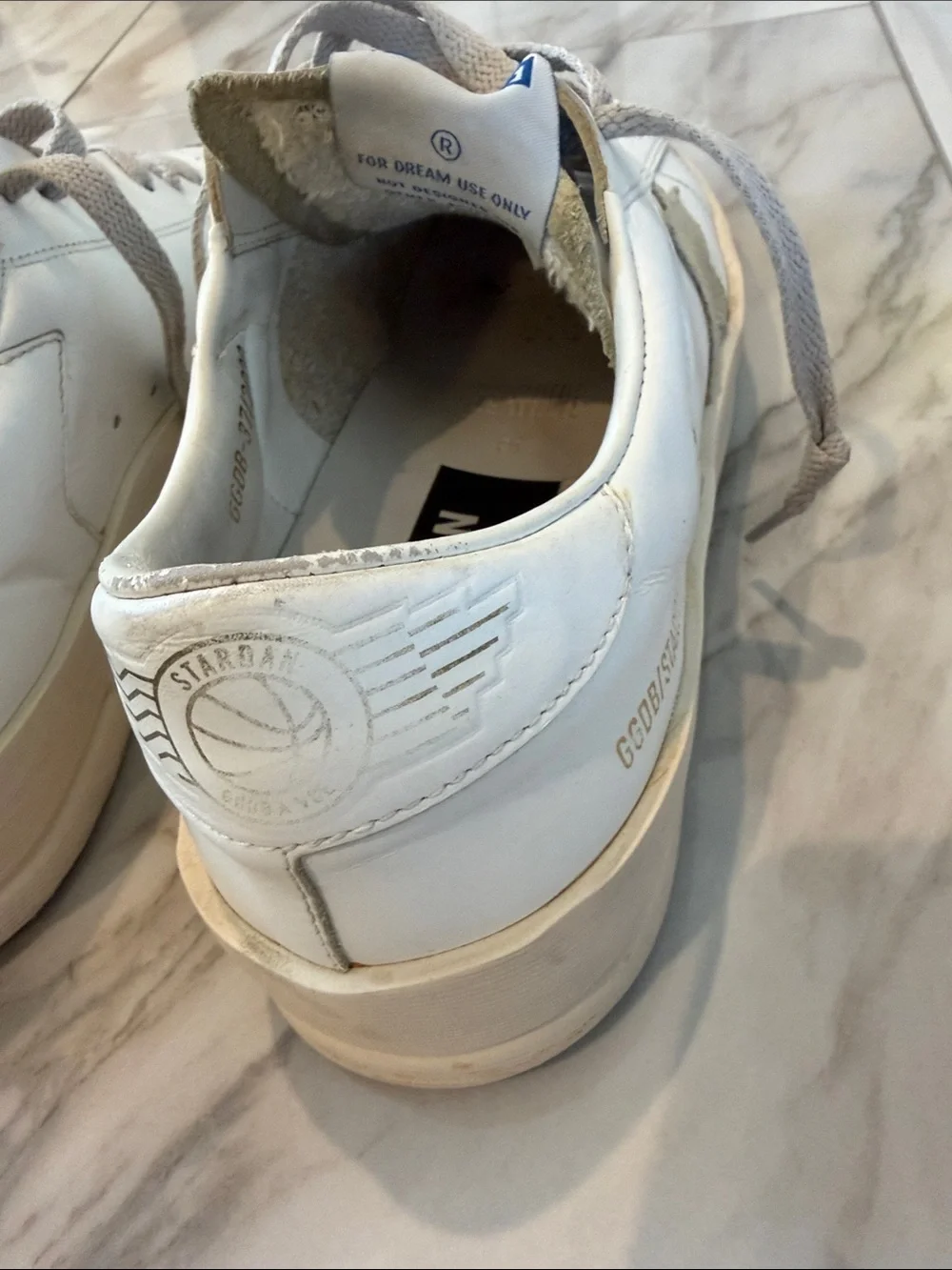 Golden Goose White Leather Low-Top Sneakers with Beige Accents